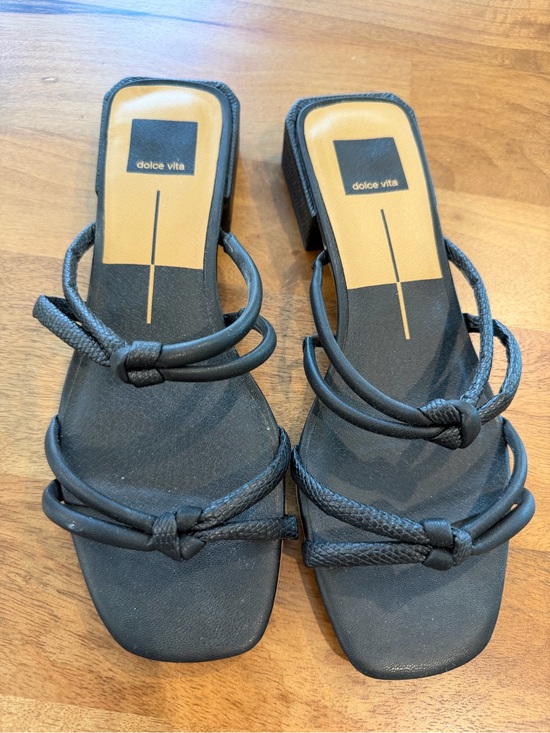 Dolce Vita Shoes - Dolce Vita Black Knotted Strappy Block Low Heel Sandals Size 8